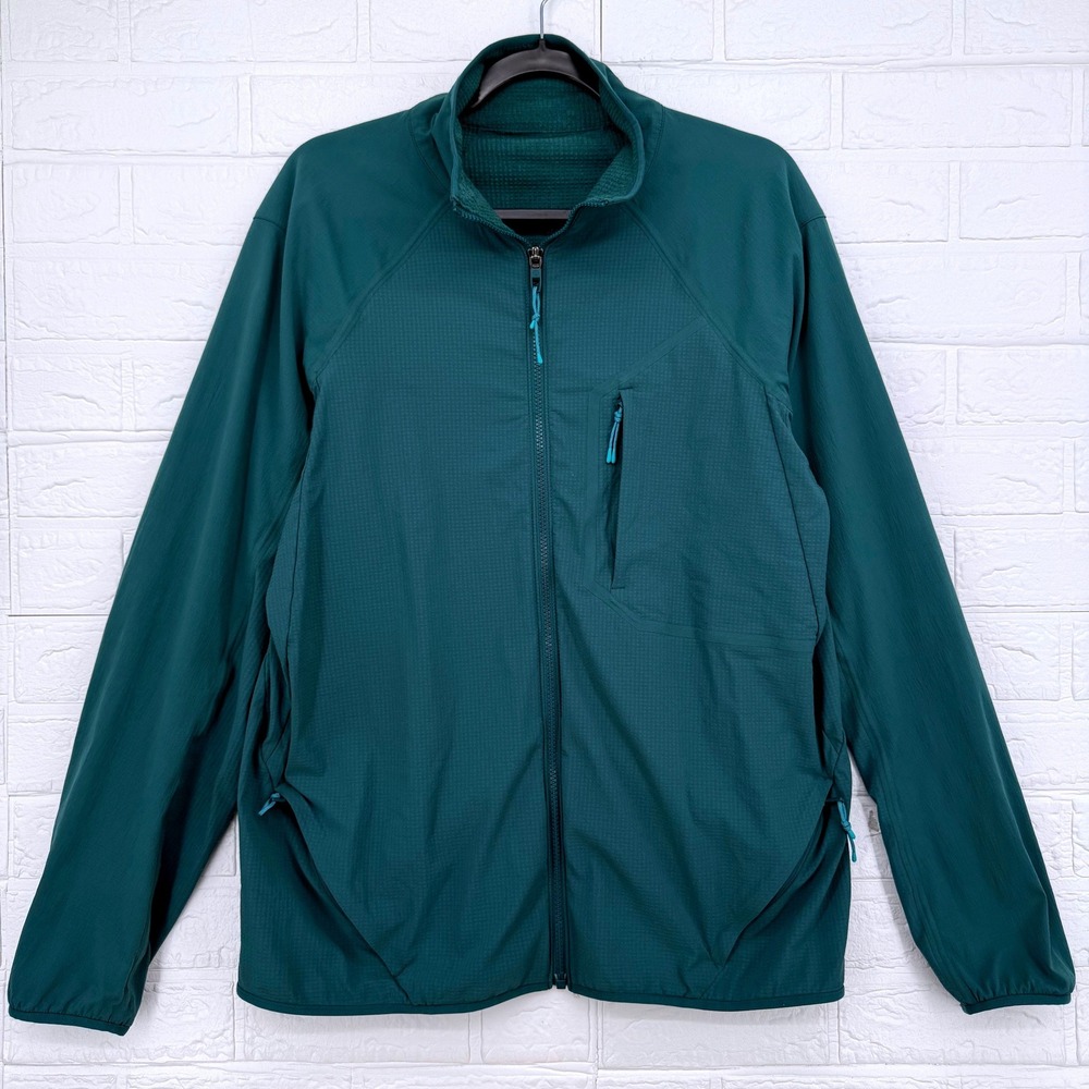 Lululemon Full Zip Jacket Mens XL Teal Green Grid Texture Activewear Athleisure